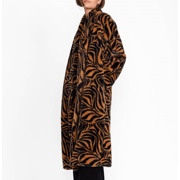 NWT Johnny Was Biya 3J Workshop JWLA Sonora  Faux Fur Jacket Long Coat - Picture 1 of 10